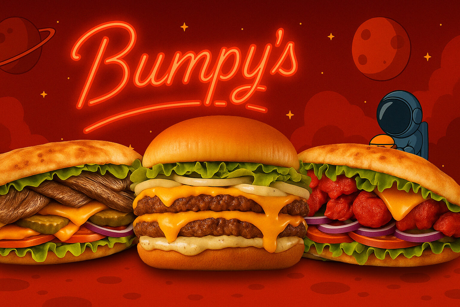 Trio de sandwiches phares en vente chez Bumpy's.