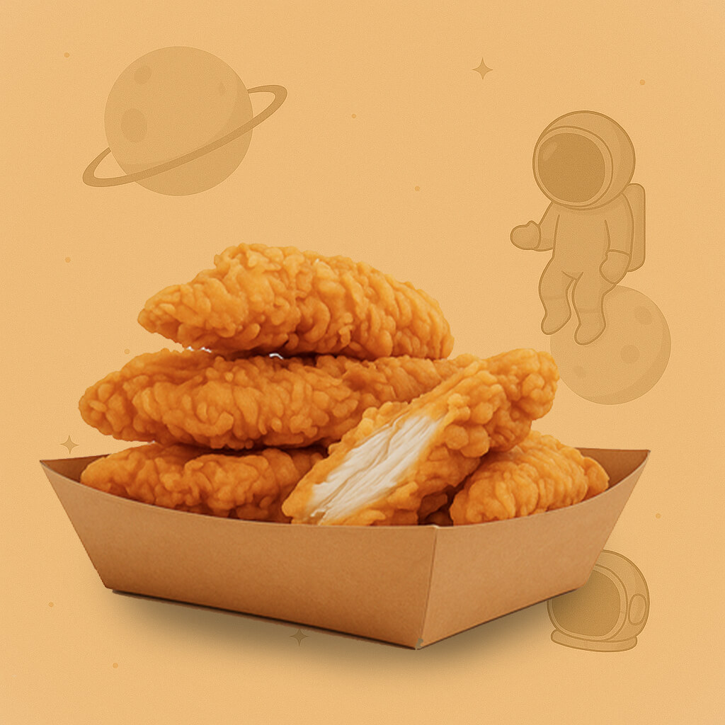 Tenders de poulet en vente chez Bumpy's. Chicken Tenders made by Bumpy's. Pollo en Bumpy's.